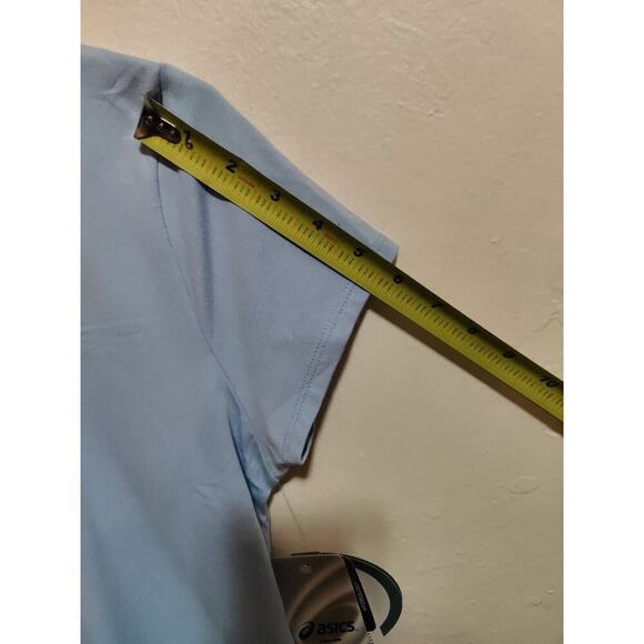 New Asics Women Sky Blue Athletic Top Semi-Fitted Medium Short Sleeve Ecoline - Picture 16 of 16